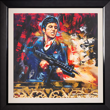 Load image into Gallery viewer, Al Pacino Signed Painting from Scarface, "by Dick Zimmerman and JSA Authenticated