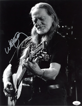 Load image into Gallery viewer, Willie Nelson with JSA Authenticated Signed B&W Photo
