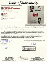 Load image into Gallery viewer, Ironman Movie Poster with Signed Book JSA Authenticated Signatures of Robert Downey, Jr and Thomas Kositigen