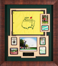 Load image into Gallery viewer, 5X Masters Champion Tiger Woods Signature, Masters Flag and Badges