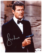 Load image into Gallery viewer, Collage of all the Stars that Portrayed James Bond with their Authenticated Signatures