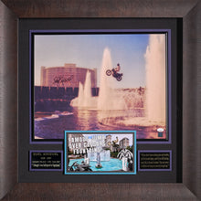 Load image into Gallery viewer, Evel Knievel JSA Authenticated Autogragraphed Photo of Ceaser's Palace Fountain Jump