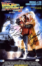 Load image into Gallery viewer, Back To The Future with Authenticated Signatures of Michael J Fox and Christopher Lloyd