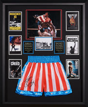 Load image into Gallery viewer, Rocky Movie Posters with Sylvester Stallone's Autographed Boxing Trunks