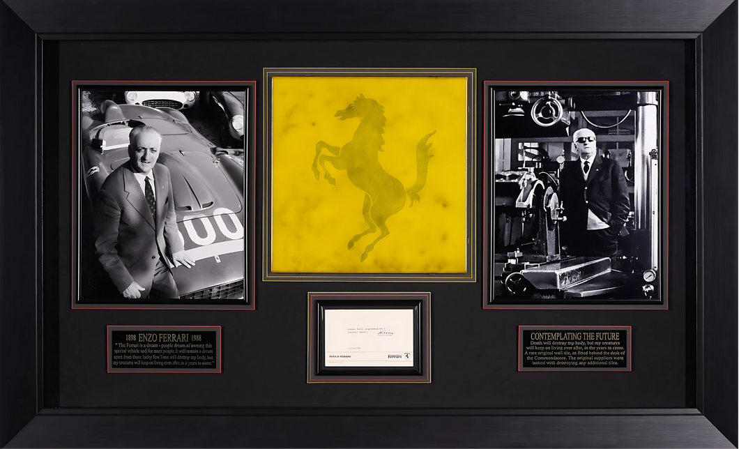 Enzo Ferrari Authenticated Signature and Tile from his office