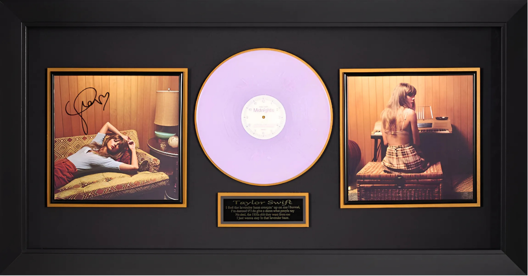 Taylor Swift Signed Photos and Lavender Vinyl from her Midnights Album