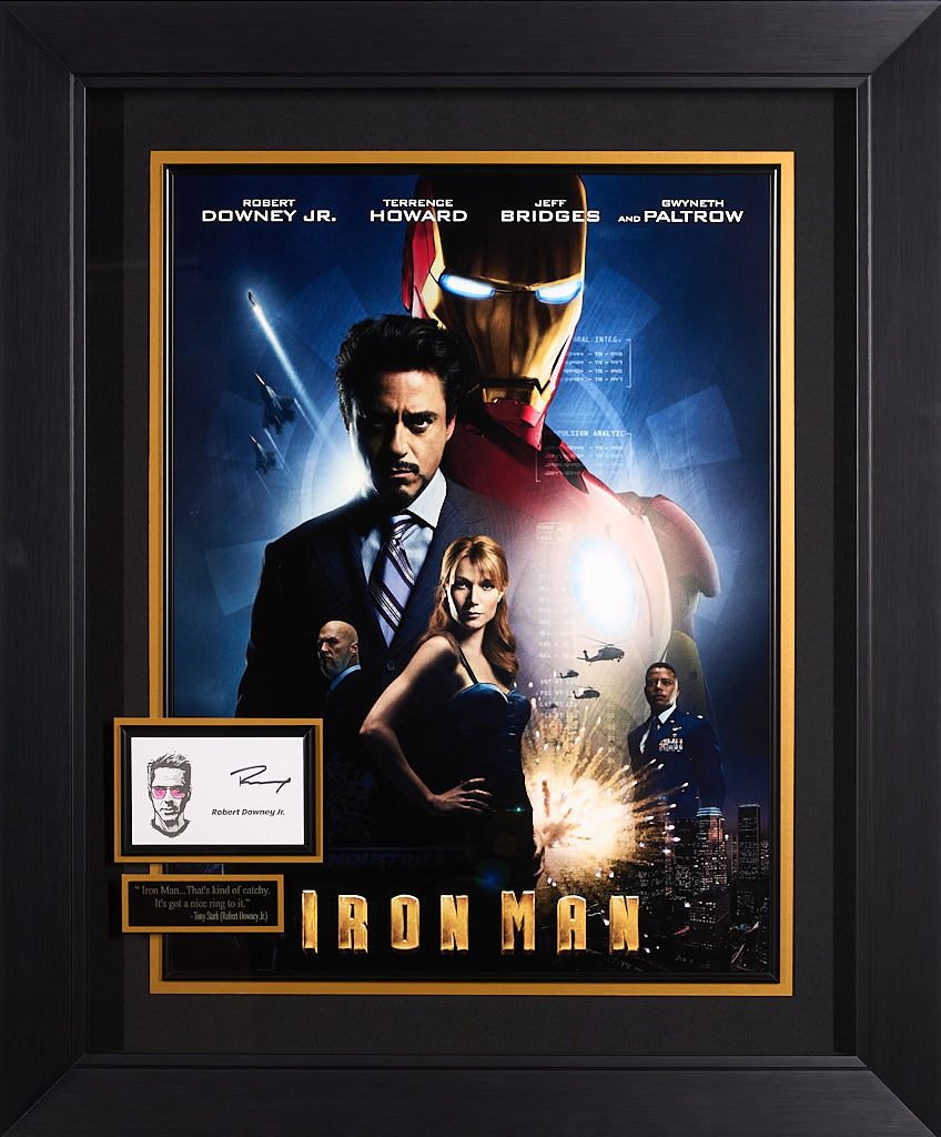 Ironman Movie Poster with Signed Book JSA Authenticated Signatures of Robert Downey, Jr and Thomas Kositigen