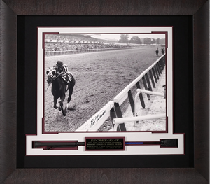 Secretariat GOAT Belmont Stakes B&W with JSA Authenticated signature from jockey Ron Turcotte 503