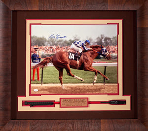 Secretariat GOAT Kentucky Derby Colour Photo with JSA Authenticated signature from jockey Ron Turcotte