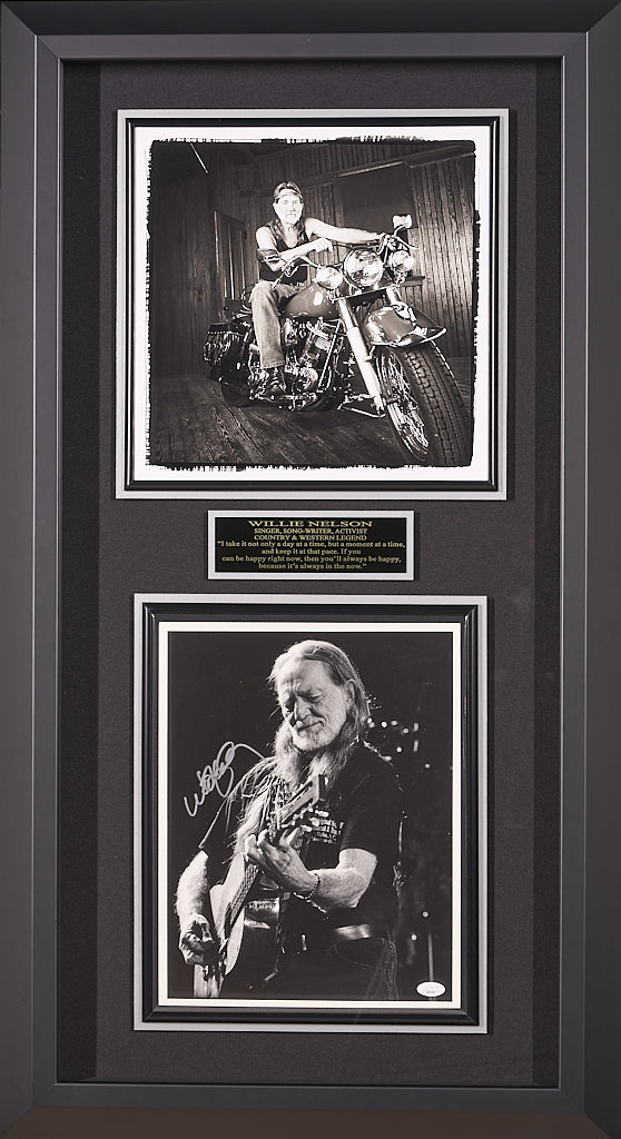 Willie Nelson with JSA Authenticated Signed B&W Photo