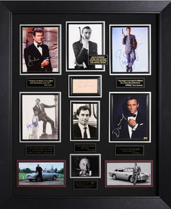 Collage of all the Stars that Portrayed James Bond with their Authenticated Signatures