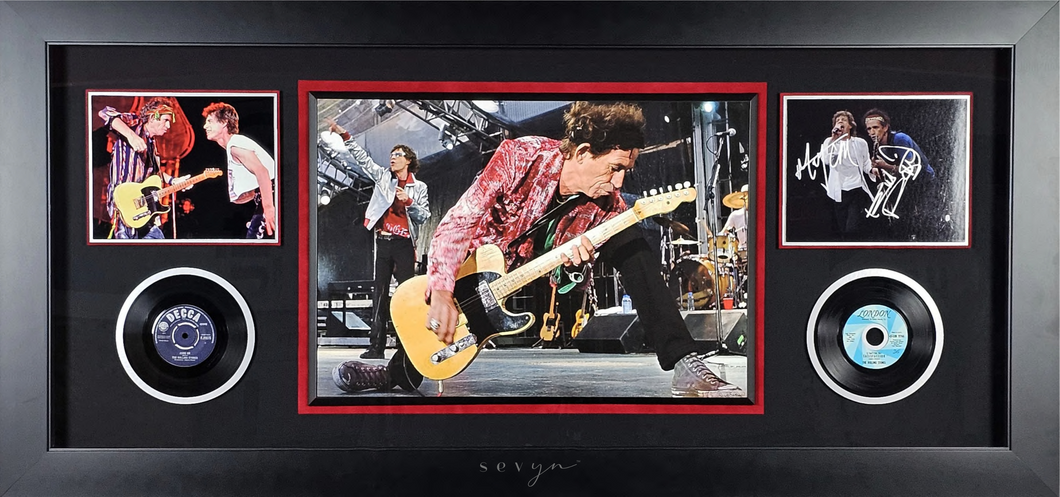 The Rolling Stones Signed Concert Photograph with Vintage Vinyl Display