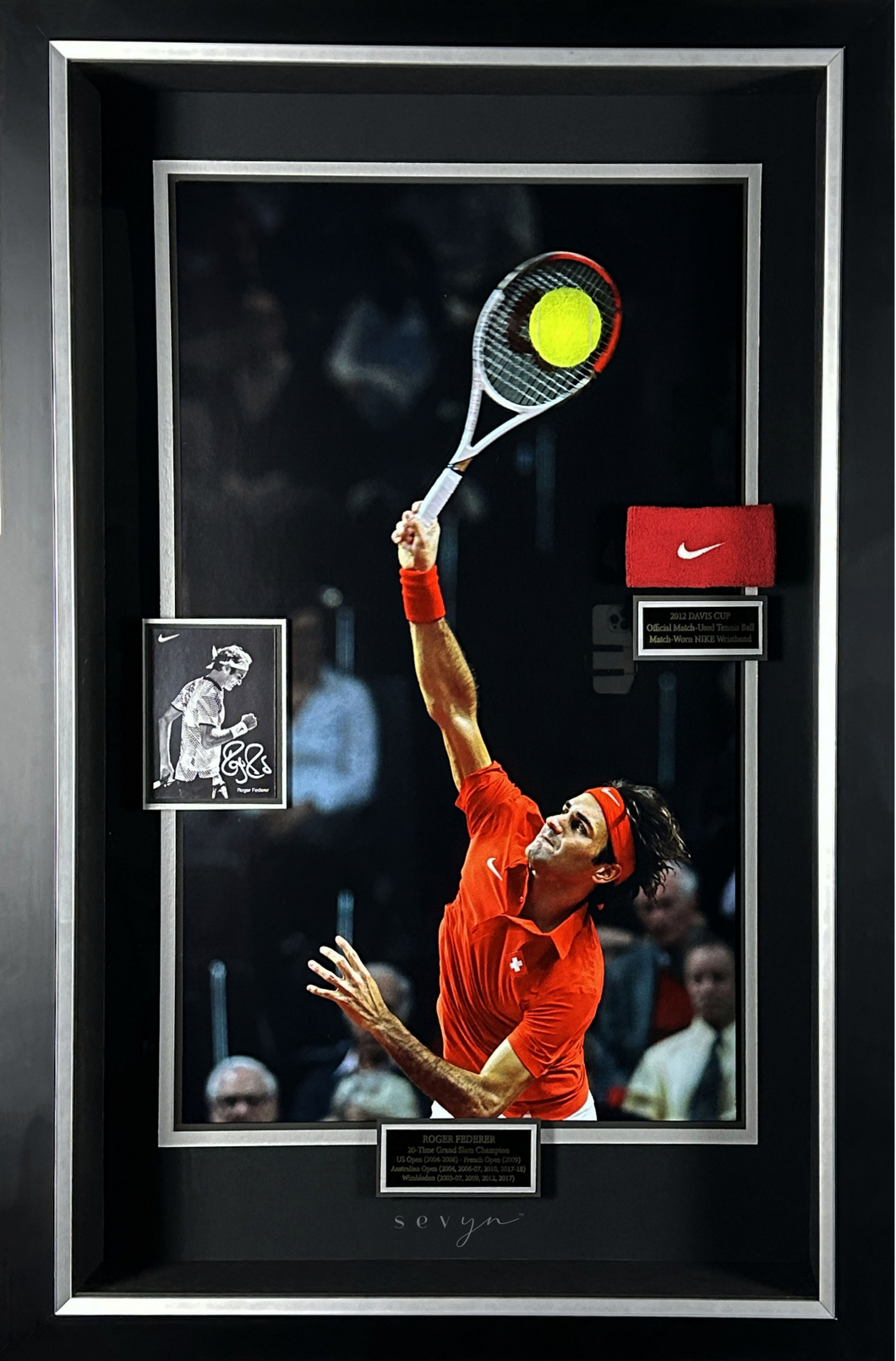Roger Federer Signed 2012 Davis Cup Match-Used Display