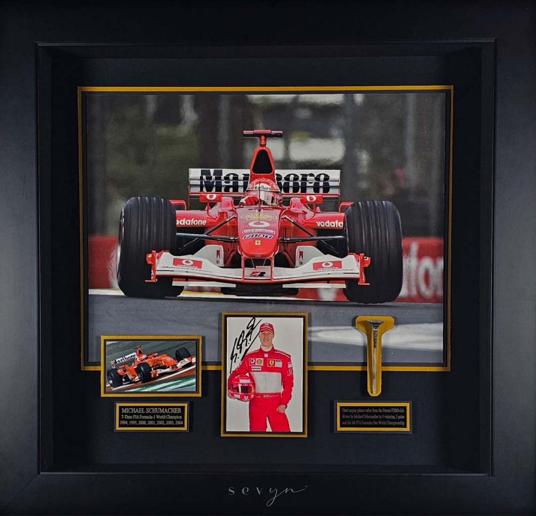 Michael Schumacher Signed Ferrari F2003-GA Display with Race-Used Piston