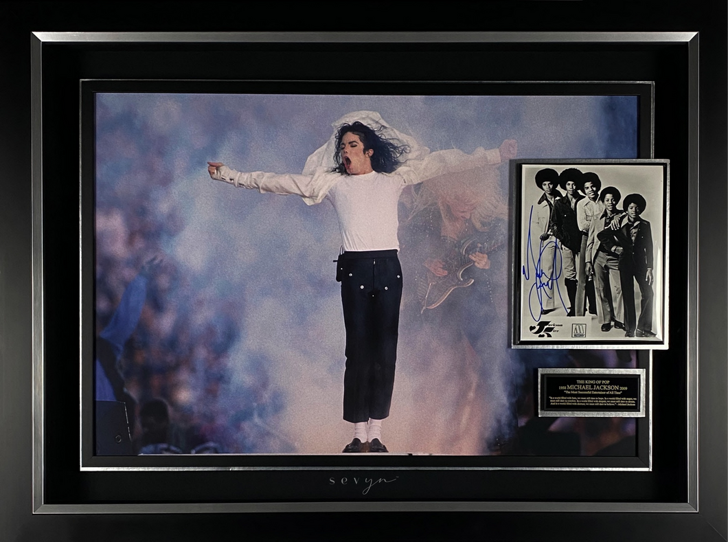 Michael Jackson Signed Vintage Motown Publicity Photograph – Super Bowl 1993