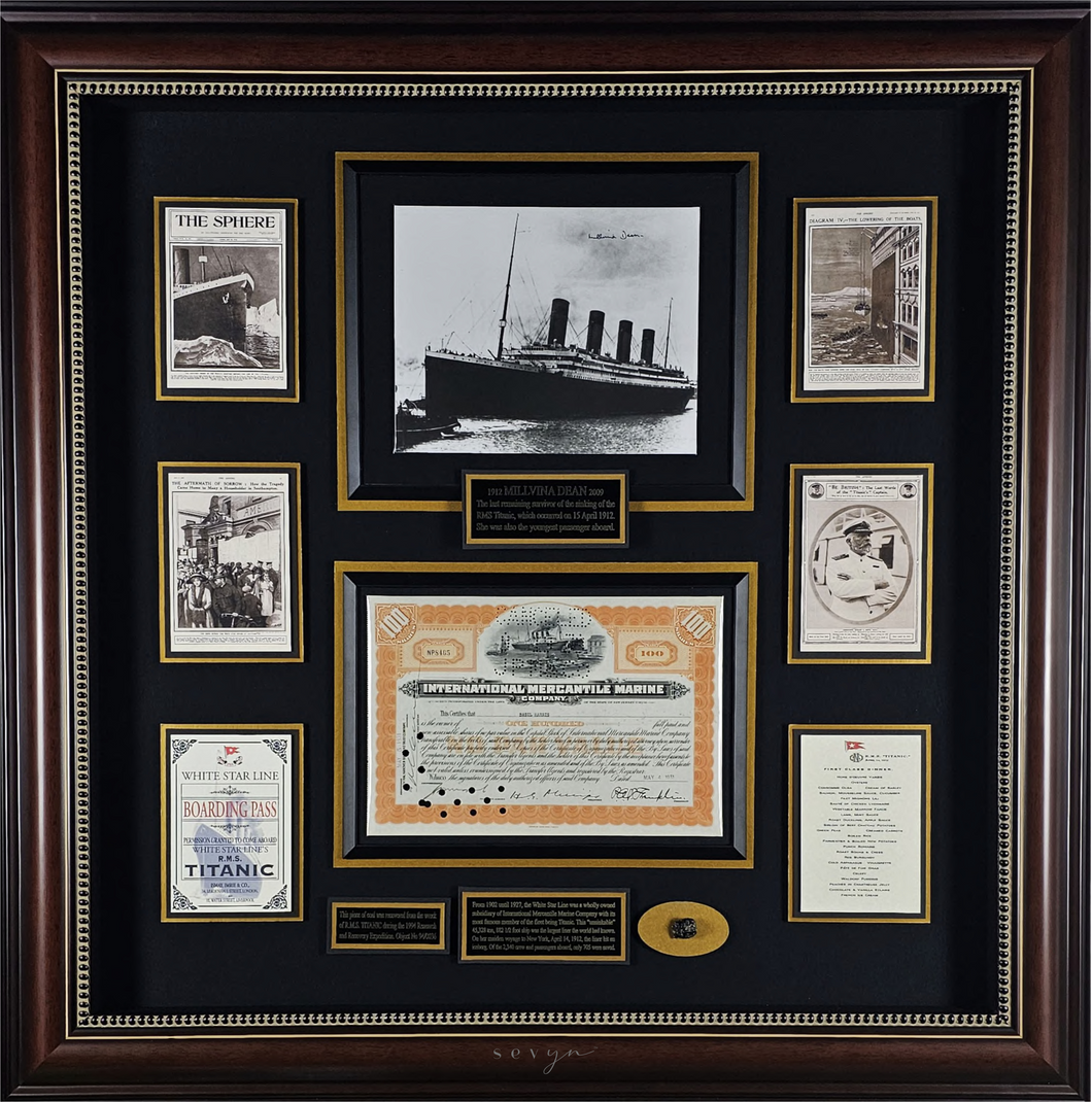 Titanic Photograph with Authentic Coal & Stock Certificate