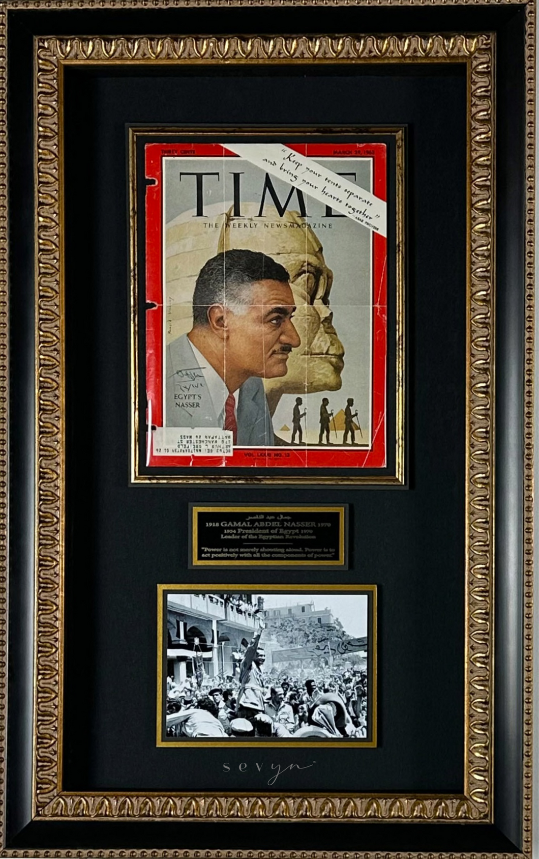 Gamal Abdel Nasser Signed 1963 TIME Magazine Cover Display
