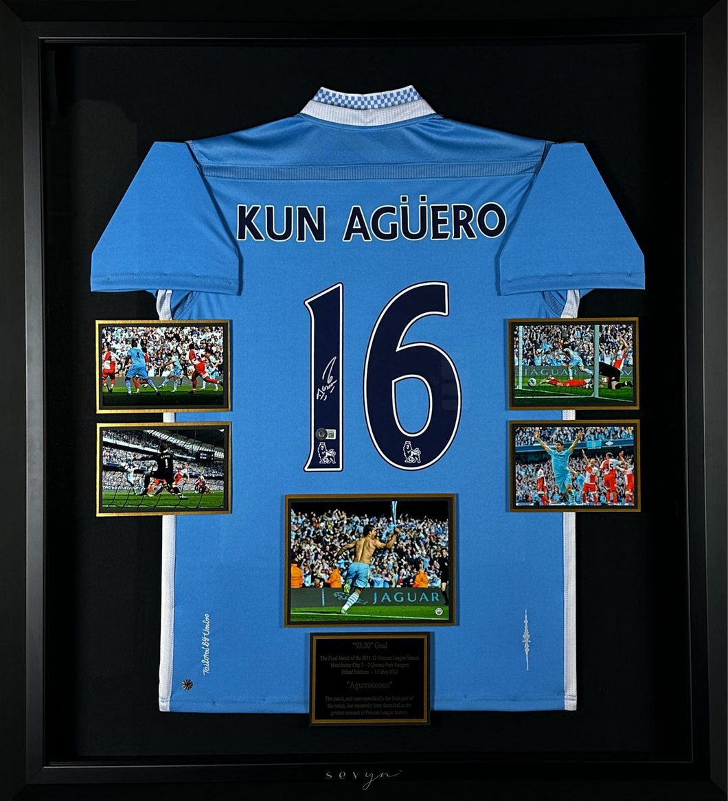 Sergio Agüero 93:20 Commemorative Man City Jersey – Signed & Licensed Display