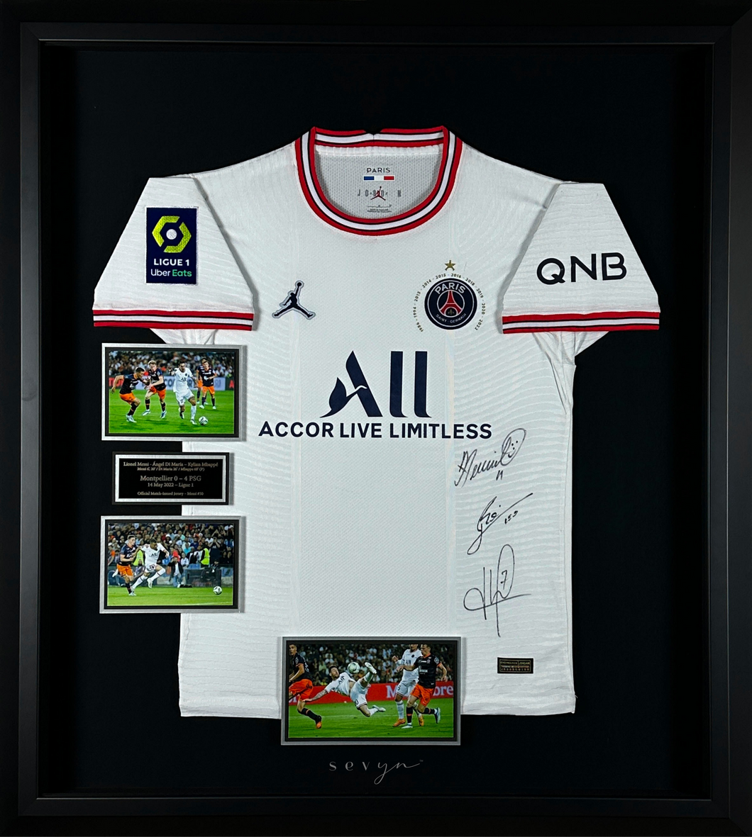 Lionel Messi Match-Issued PSG Jersey – Signed by Messi, Mbappe & Di Maria