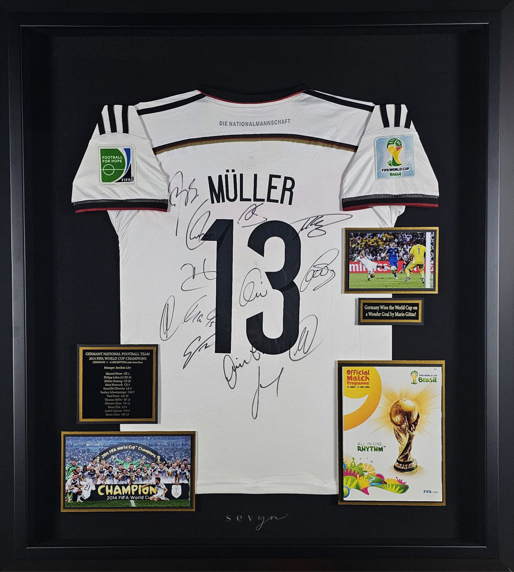 Thomas Müller Signed 2014 World Cup Jersey – Germany Champions Display