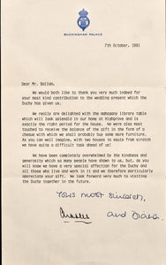 Signed Prince Charles And Princess Diana Letter