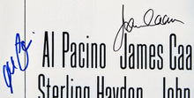 Load image into Gallery viewer, The Godfather Movie poster signed by Al Pacino and James Caan
