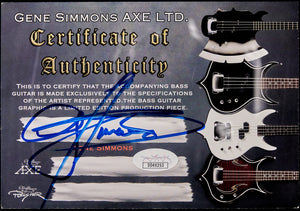 Gene Simmons JSA Authenticated Signature and replica Axe Base