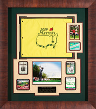 Load image into Gallery viewer, 5X Masters Champion Tiger Woods Signature, Masters Flag and Badges
