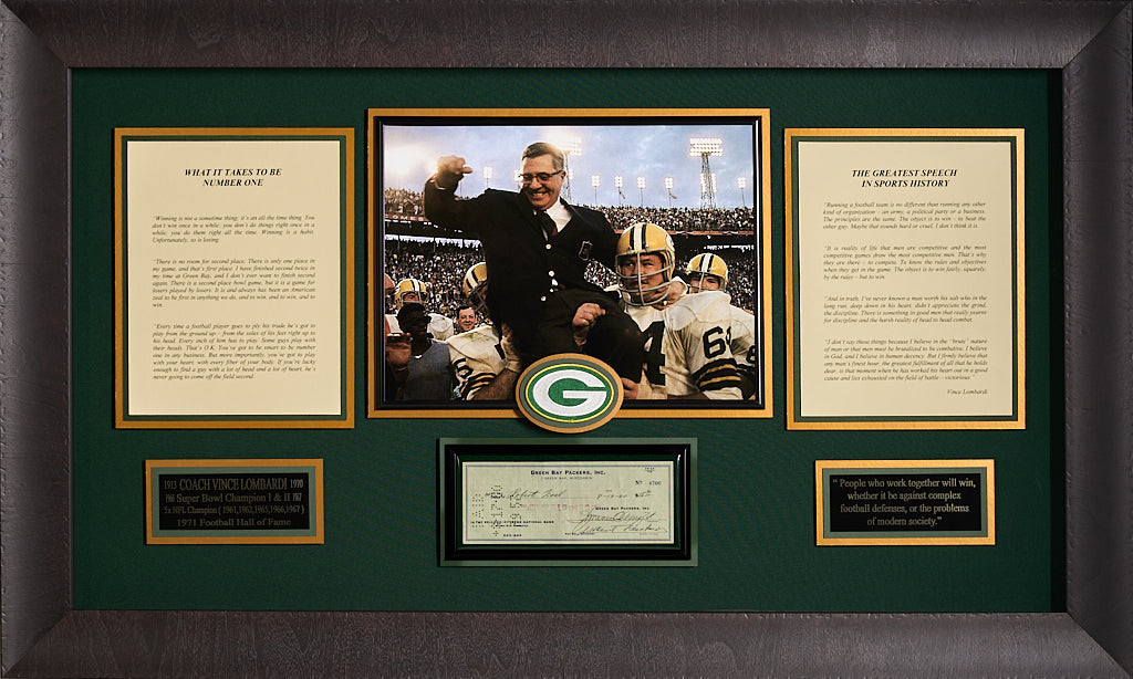 Vince Lombardi Superbowl I with JSA Authenticated Signed Check