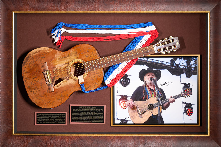Willie Nelson with Replica Trigger Guitar and JSA Authenticated Signature