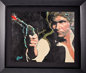 Hans Solo Harrison Ford Original Painting Signed by Joe Petruccio and JSA Authenticated