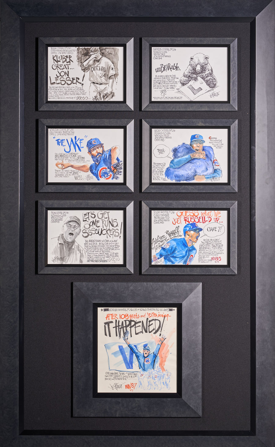 Paintings by Joe Petruccio of the Chicago Cubs with JSA Authenticated Signatures of the Artist