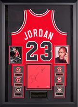Load image into Gallery viewer, Michael Jordan Jersey with Authenticated Signature and Championship Rings
