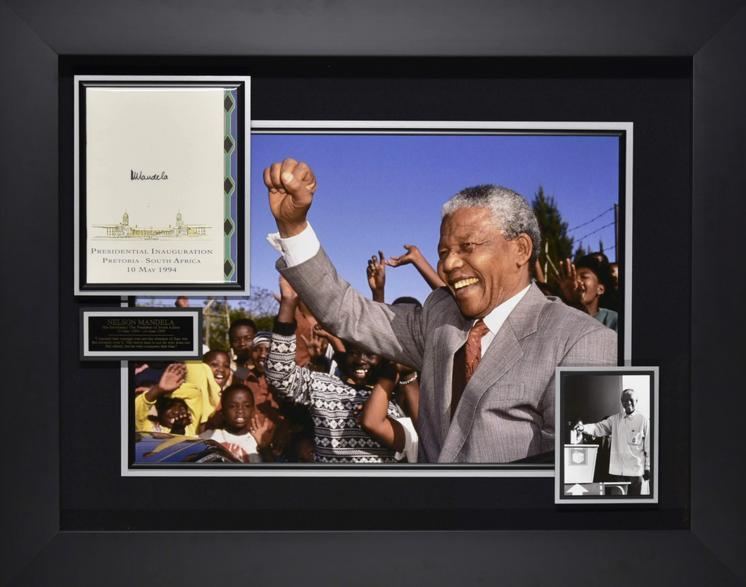 Autographed Nelson Mandela Framed Display
