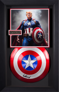 Signed Captain America shied with President Donald Trump as Captain Shield