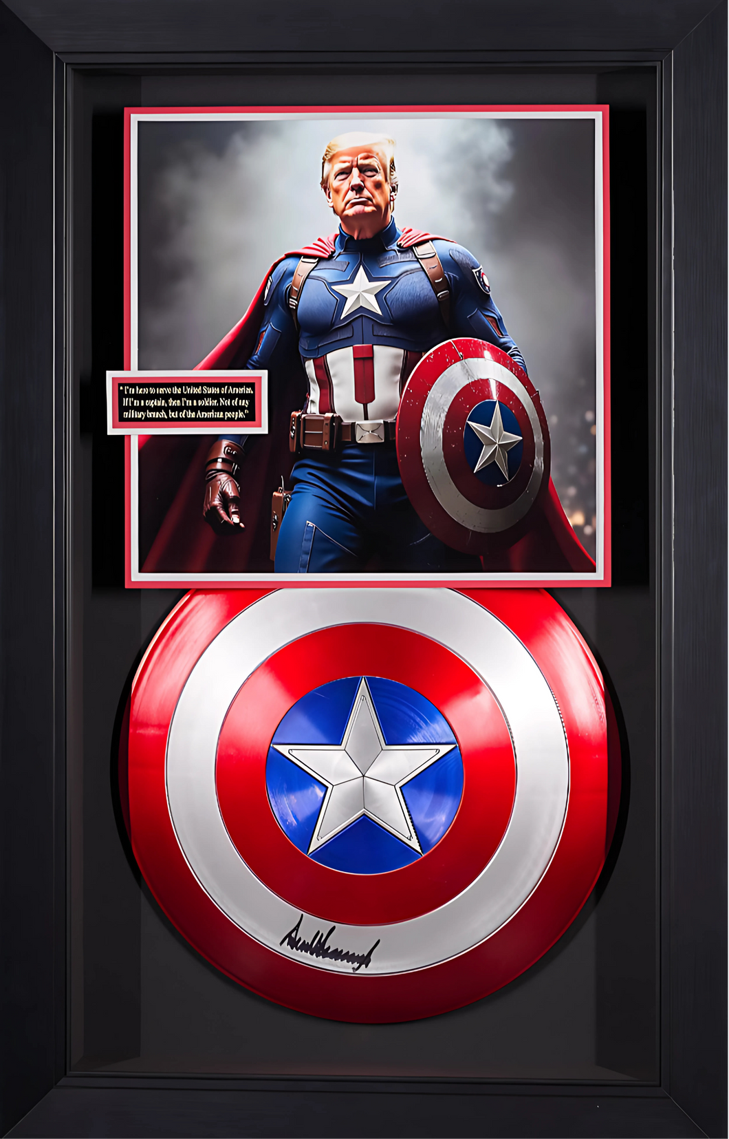 Signed Captain America shied with President Donald Trump as Captain Shield