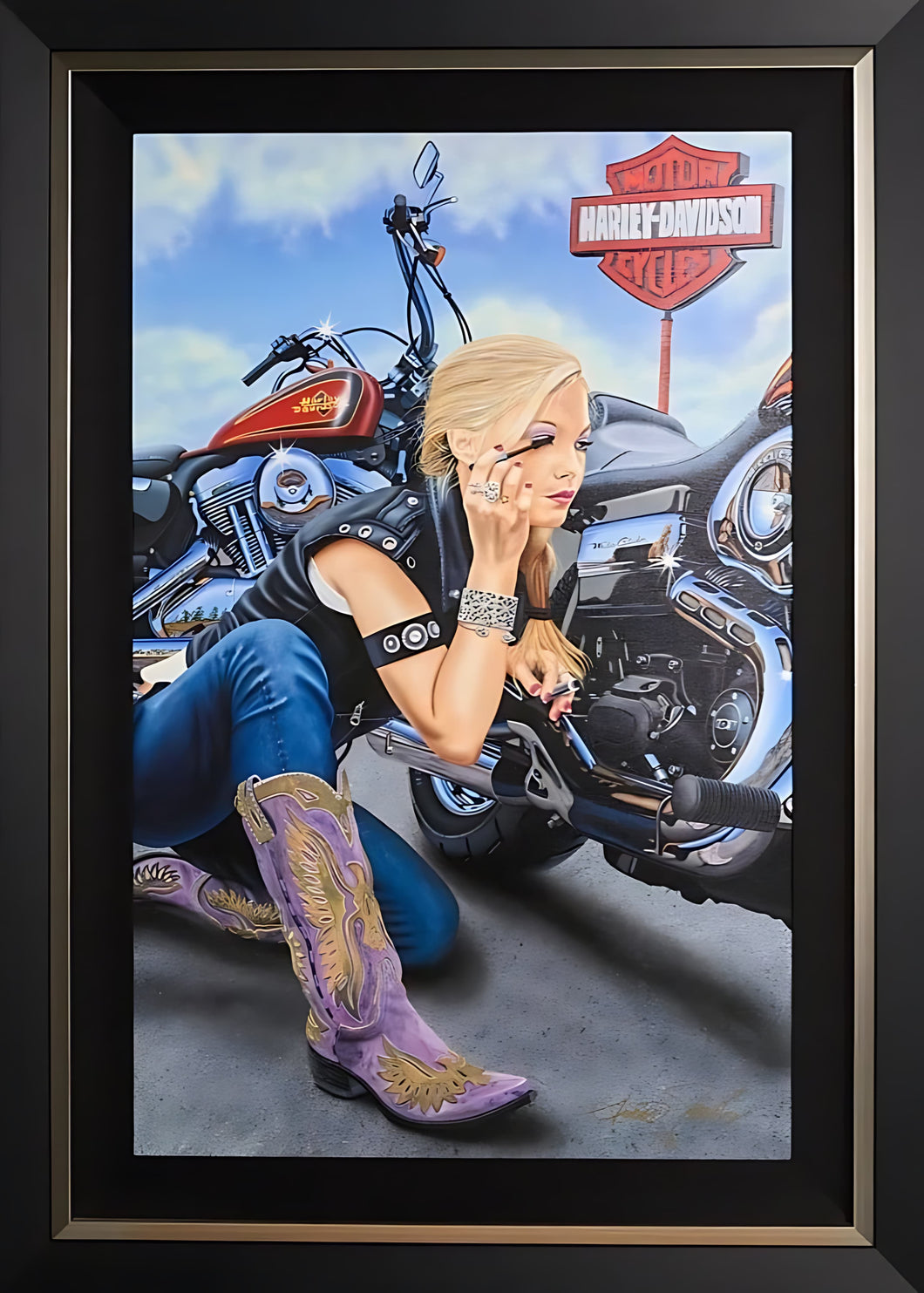 Finishing Touches - Harley Davidson painting by Scott Jacob Number 71/100 (Large)