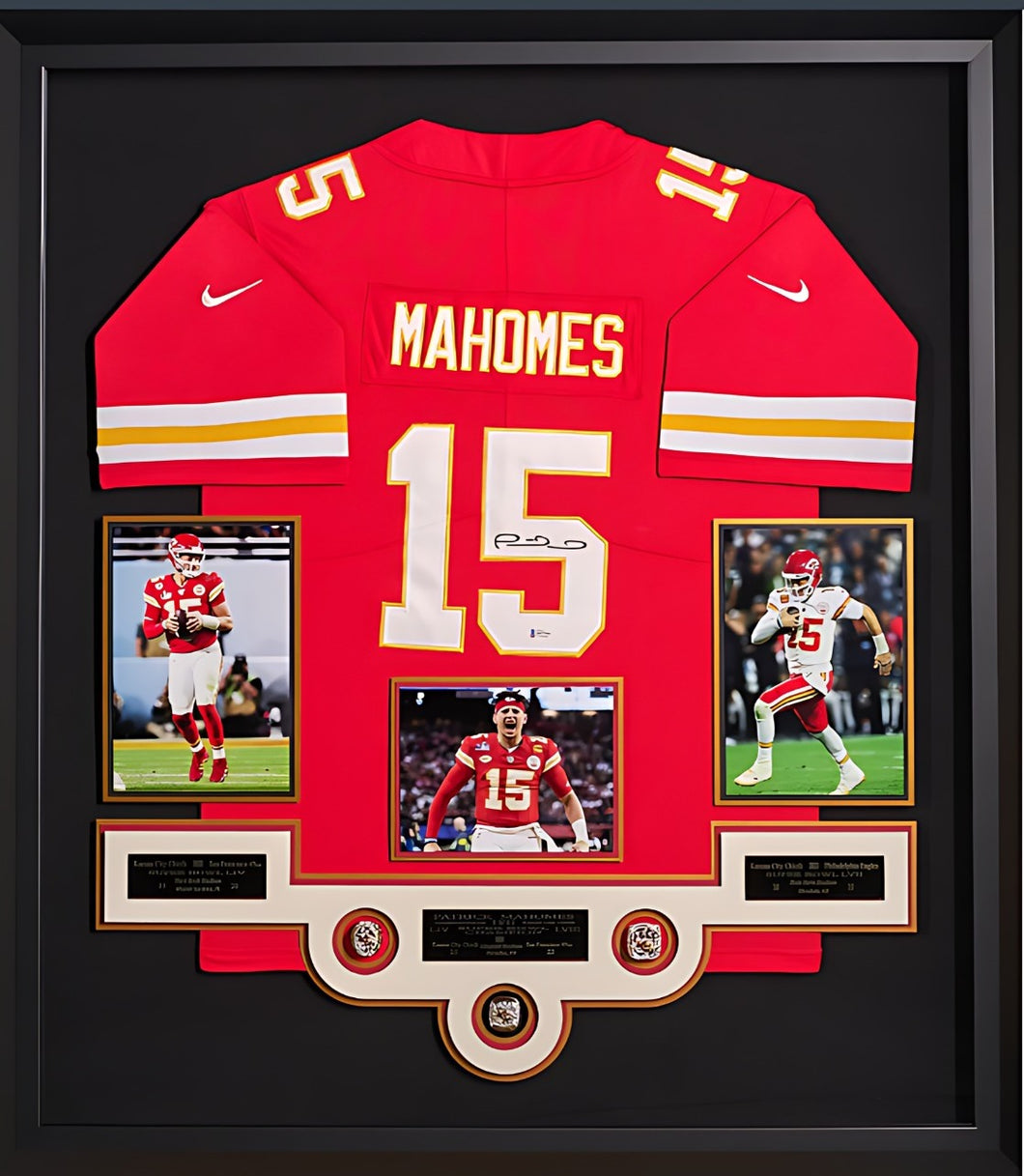 Patrick Mahomes Autographed Jersey And Replica Superbowl Rings