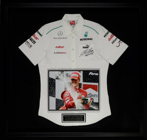 F1 Legend Michael Schumacher Autographed Jersey Display
