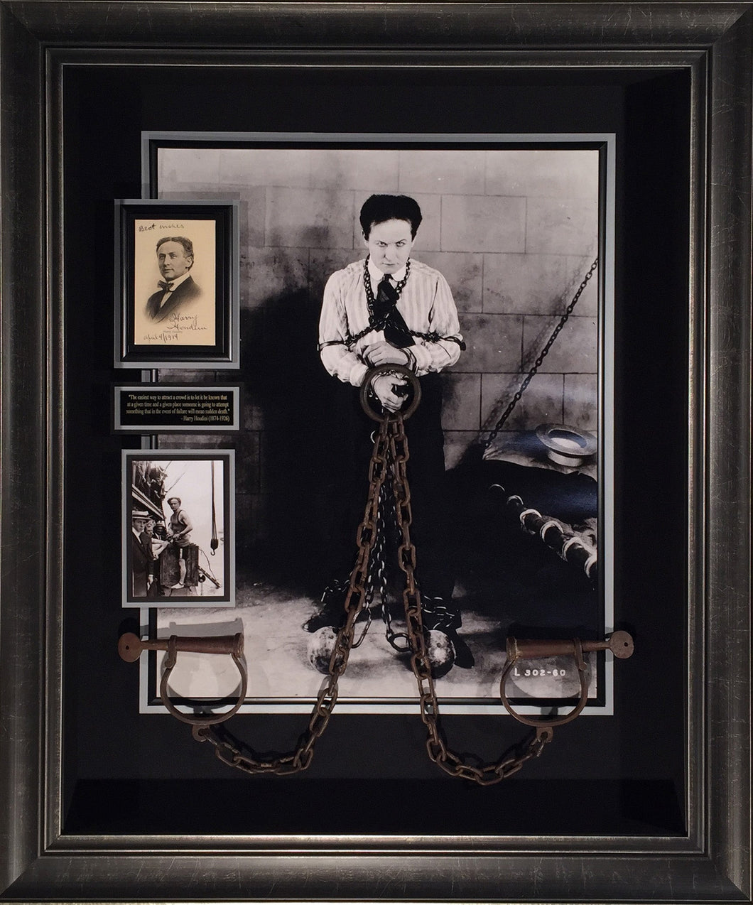 Harry Houdini Autographed Display