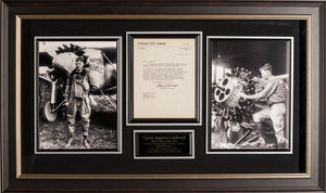 Charles Augustus Lindbergh Signed Letter Display 45x27 JSA Authentication "Lucky Lindy"