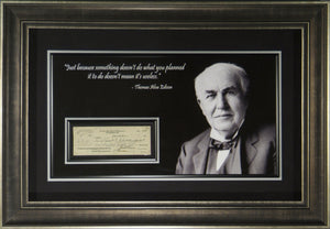 Thomas Edison Autographed Cheque Display