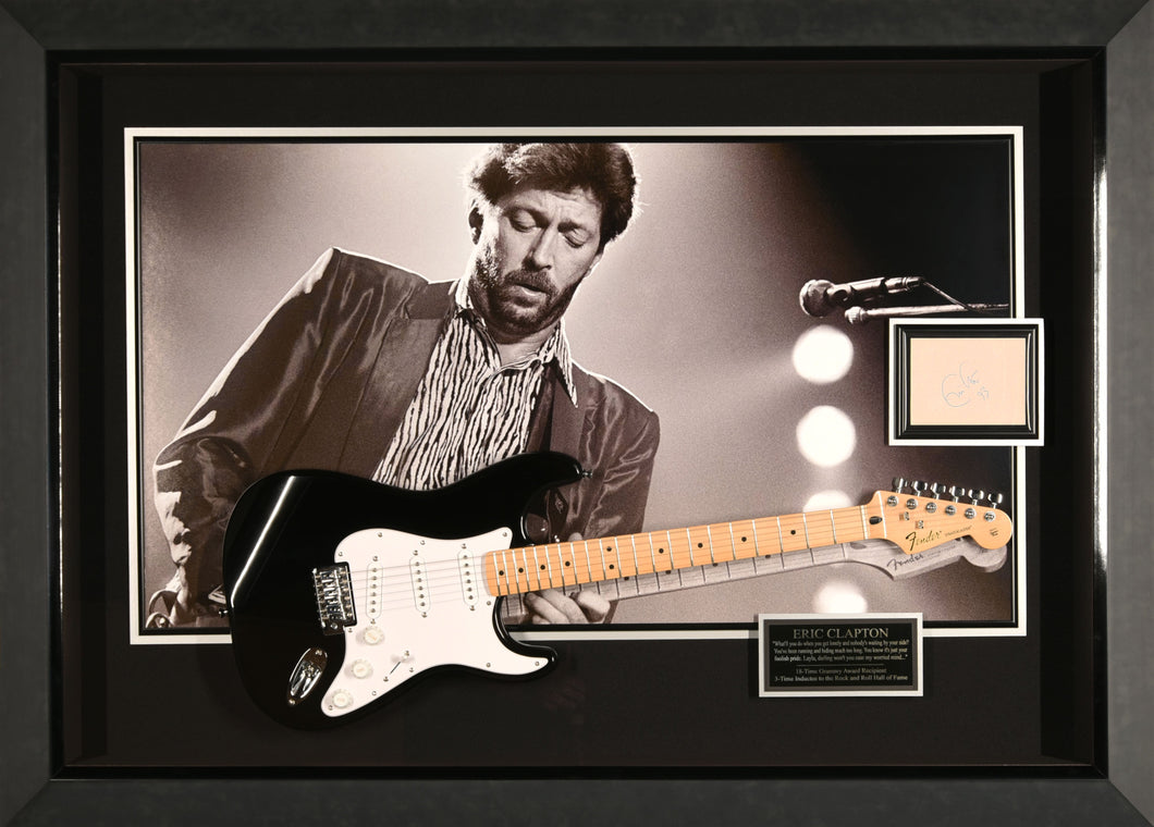 Eric Clapton Autographed Display With Guitar