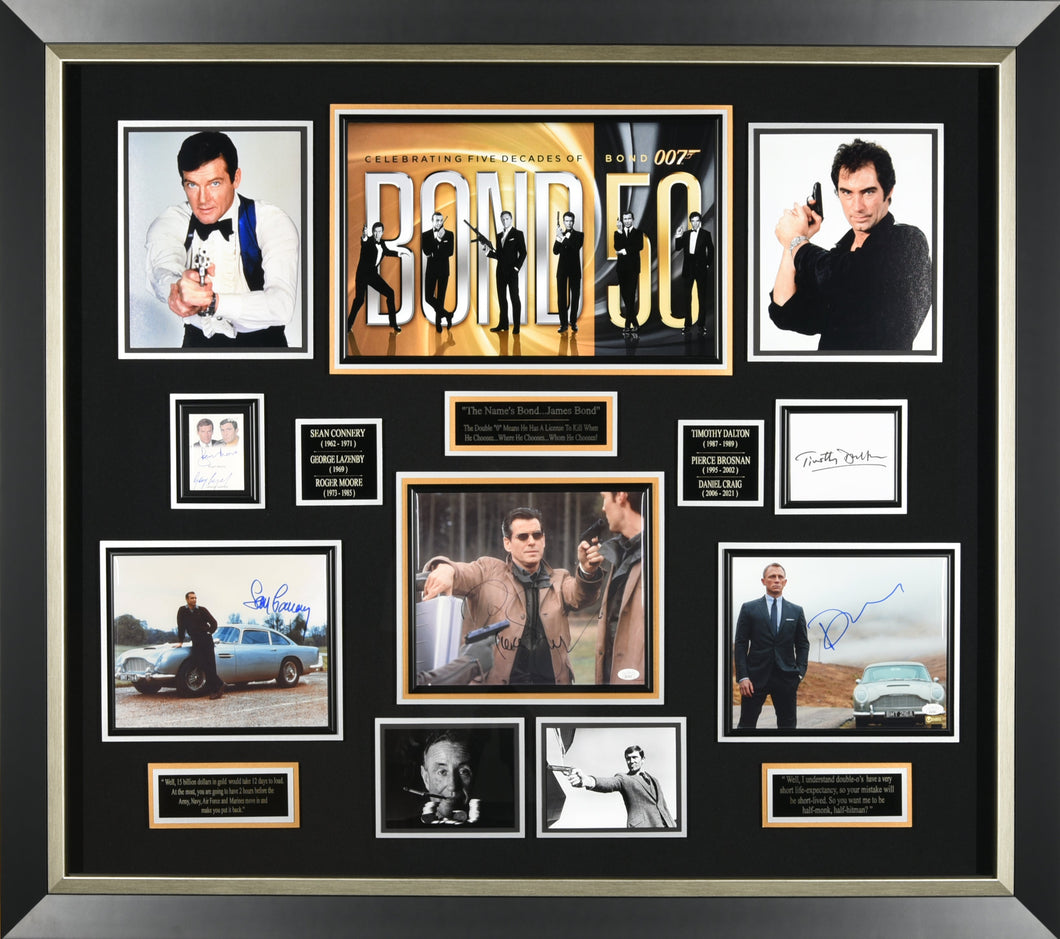 James Bond Signed Collection with 6 Actors