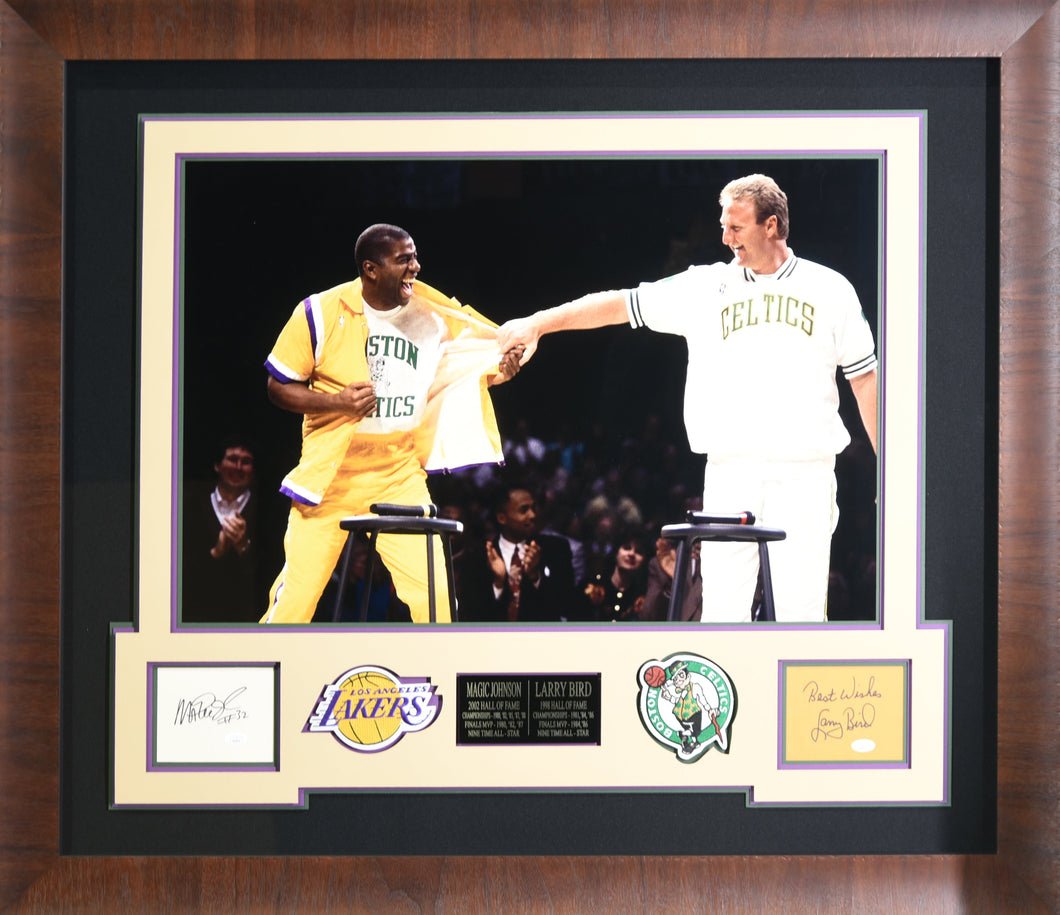 Magic Johnson & Larry Bird Autograph Framed Display