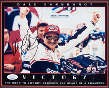 Load image into Gallery viewer, Dale Earnhardt, Sr With Racing Flag And Authenticated Singed Photo
