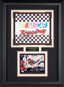 Dale Earnhardt, Sr With Racing Flag And Authenticated Singed Photo