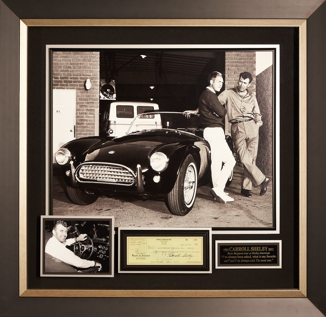 Authenticated Signed Check by Carroll Shelby with photo with Steve McQueen