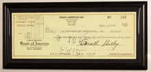 Load image into Gallery viewer, Authenticated Signed Check by Carroll Shelby with photo with Steve McQueen

