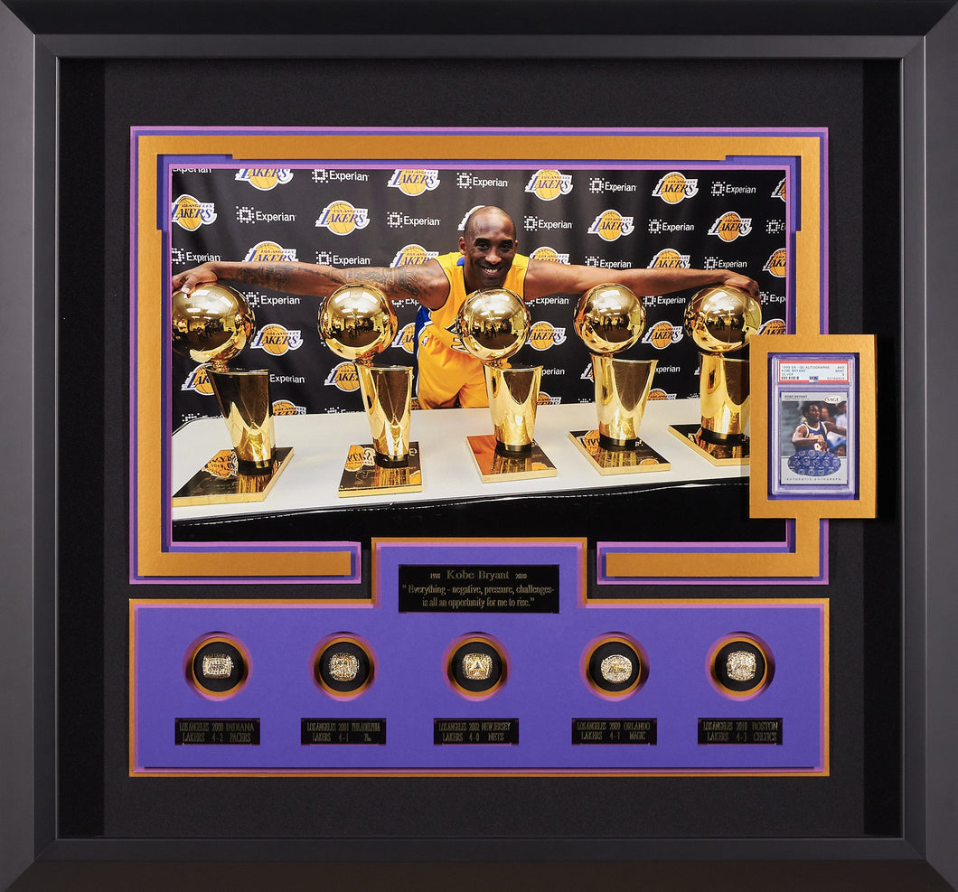 Kobe Bryant with Replica Championship Rings and Authenticated Signature